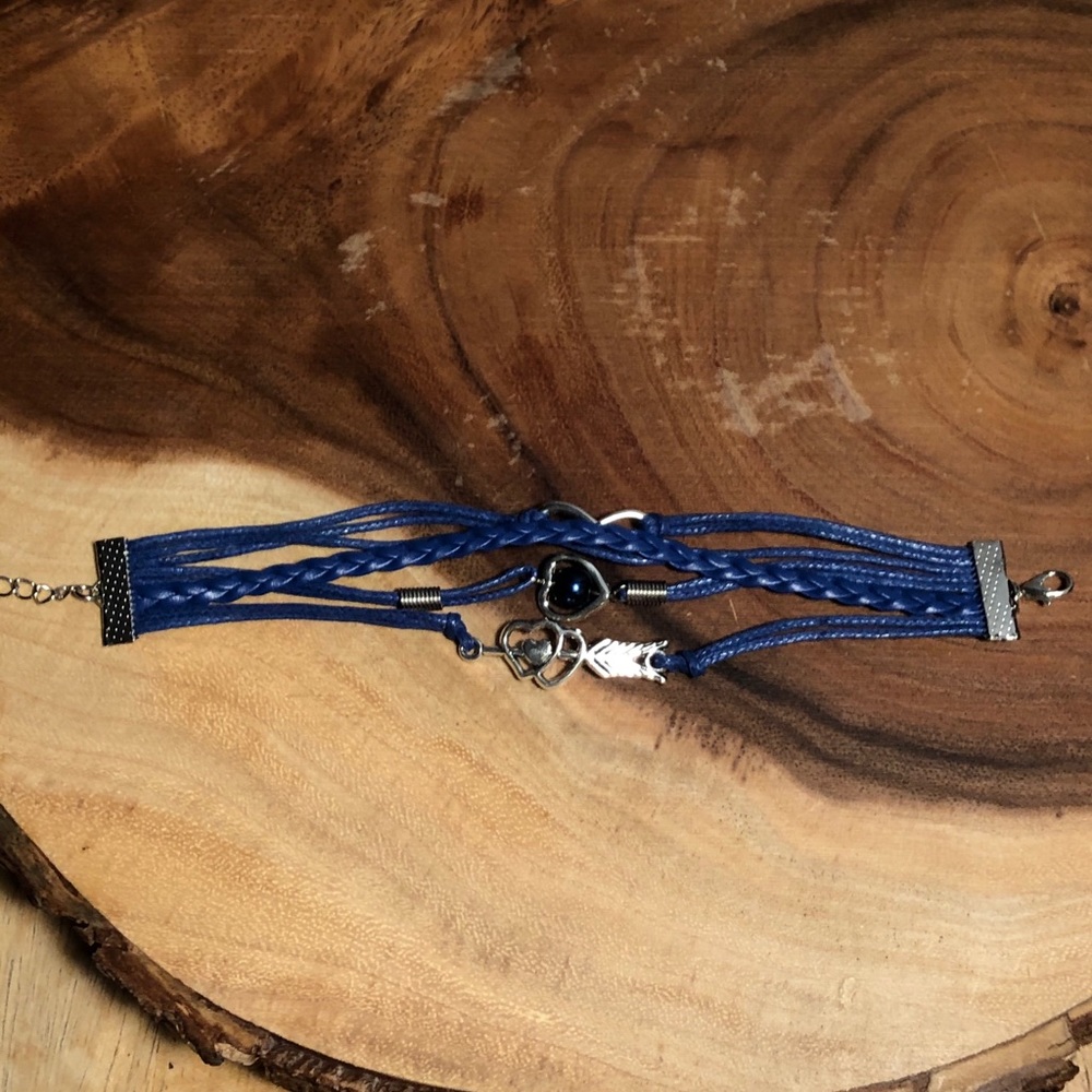 NWY 5 strand Navy Leather Bracelet 7” 2” extender - Picture 9 of 11